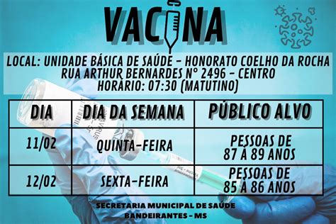 PMBandeirantes Agenda Vacinas Prefeitura Municipal De Bandeirantes