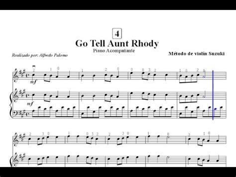 Partitura Go Tell Aunt Rhody Piano Acompañante Método Suzuki Acordes