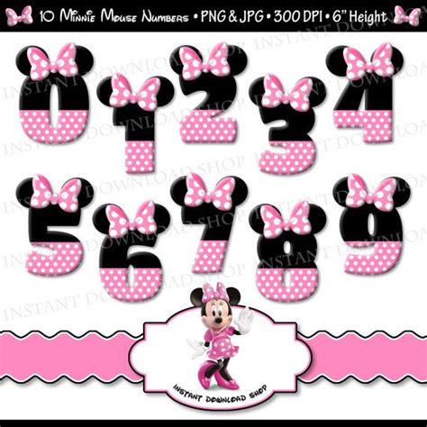 Instant Download Minnie Mouse Numbers By Instantdownloadshop Mickey