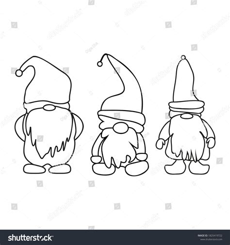 Doodle Illustration Gnome Outline Christmas Vector Stock Vector Royalty Free 1825419722