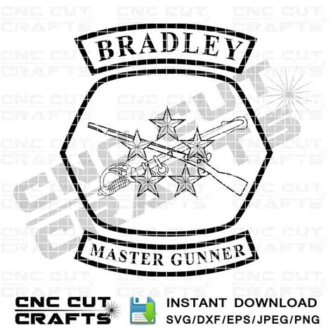 Bradley Master Gunner Svg Insignia Vector Logo Black White Dxf Etsy