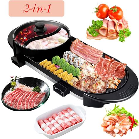Buy Comft Hot Pot And Grill In Electric Hot Pot Grill Cooker With Dual Temperature Control