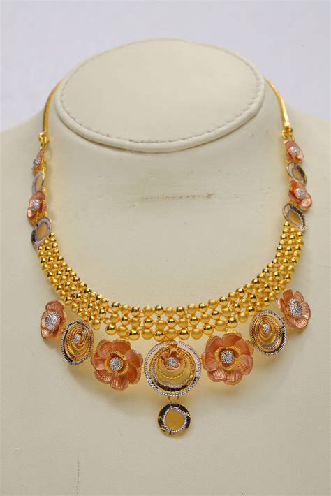 Fancy Flora Rose Gold Necklace | Rhodium & Rose Gold Finish - New KVM Jewellers