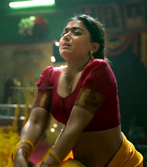 Rashmika Mandanna Pushpa Tollywood Hot Saree Strip Navel Hd Caps Indiancelebblog