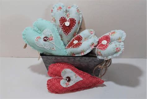 Primitive Fabric Hearts Summer Decor Handmade Cottage Hearts - Etsy