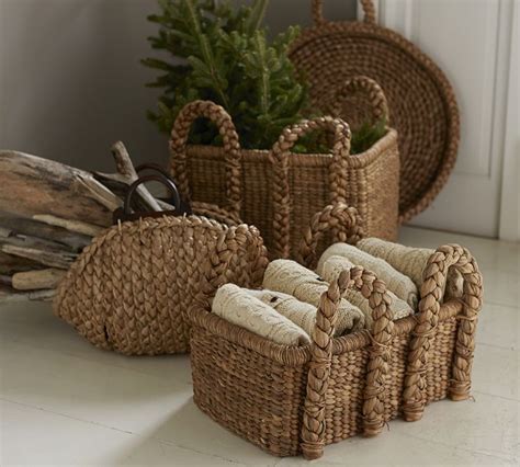 Beachcomber Handwoven Seagrass Wood Handled Basket Pottery Barn