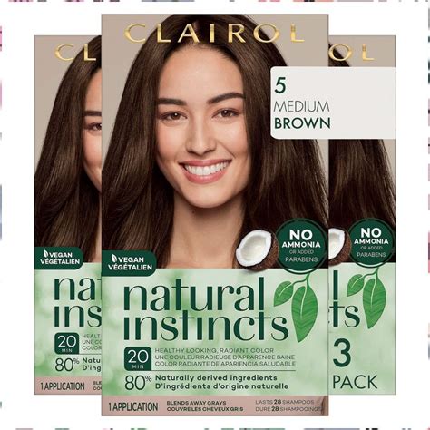 Clairol Natural Instincts Demi Permanent Hair Dye 5 Medium Brown Hair Color Pack Of 3 In 2023