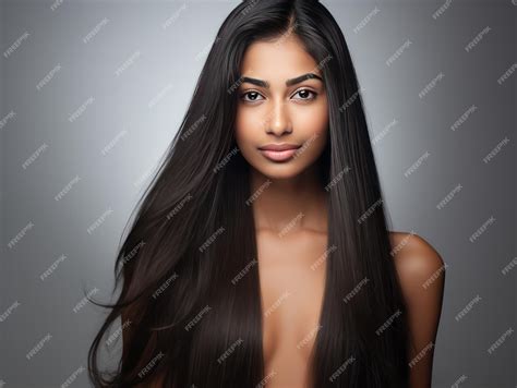 Premium Ai Image Indian Girl Shows Off Her Long Healthy Hair After