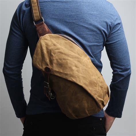 Waxed Canvas Leather Backpack Sling Backpack Sling Bag Men Etsy