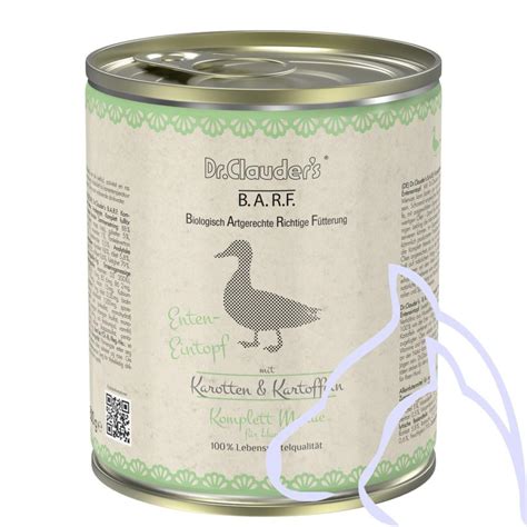 BARF Boites Menu Complet pour chiens Ragoût au canard Dr Clauder s 800 gr