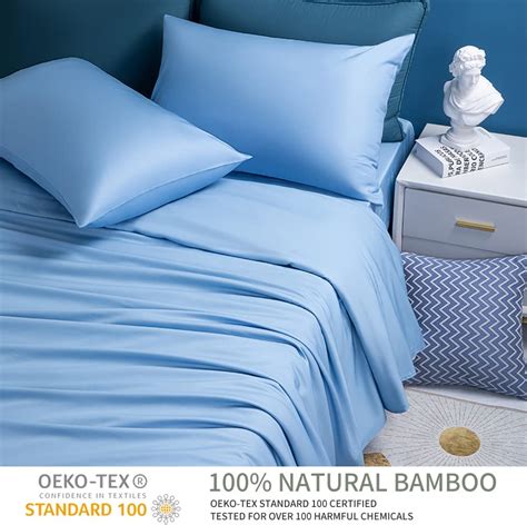 Shilucheng 100 Organic Bamboo Bed Sheets Full Sheet Sets 4 Pc 1800 Series Sheets With 16