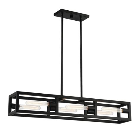 Steelside Luminaire suspendu rectangulaire à 6 lumières pour îlot de