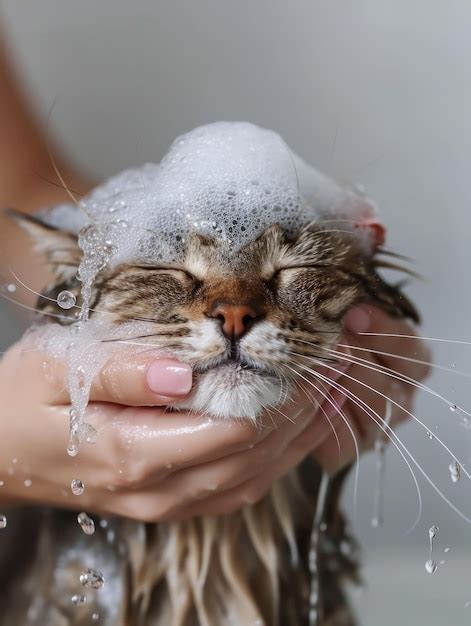 Premium Photo | Funny Wet Cat Taking a Bath