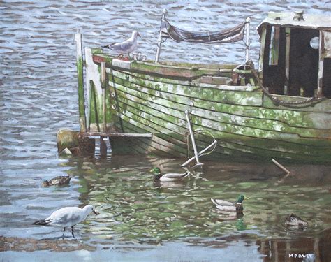 Boat Wreck With Sea Birds Painting By Martin Davey Fine Art America