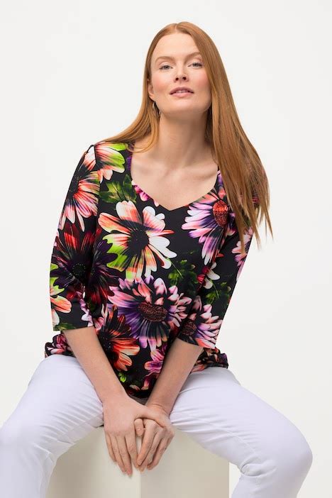 Camiseta Slinky Flores Clásica Escote En Forma De Corazón Mangas 3