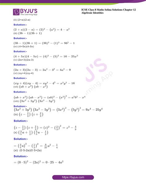 Selina Solutions Class Concise Maths Chapter Algebraic Identities