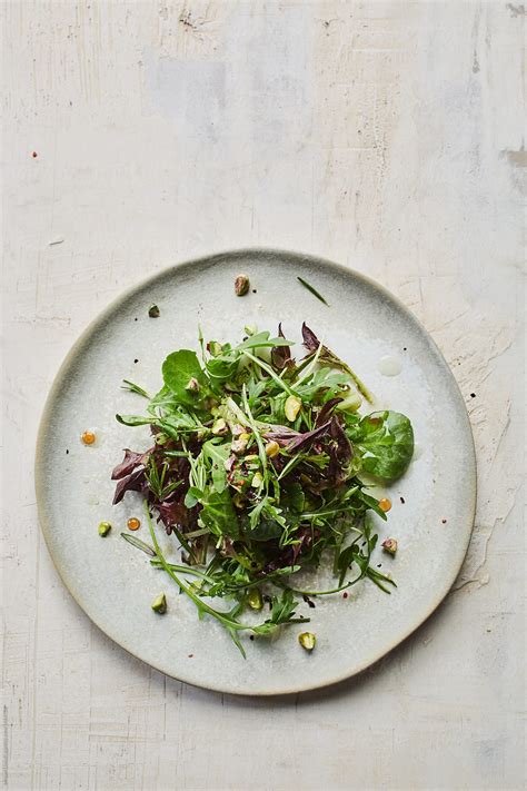 "Green Salad With Variety Of Leaves And Nuts From Above" by Stocksy ...