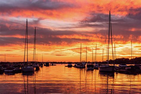 Fiery Lake Norman Sunset Photograph by Serge Skiba - Pixels