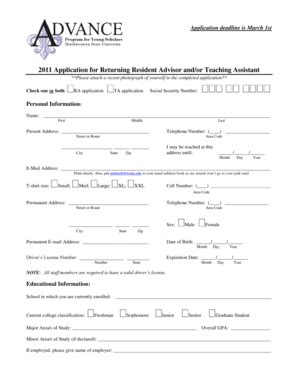 Fillable Online Advance Nsula Application For Returning Resident