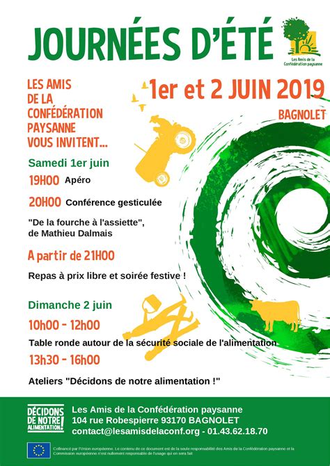 Journées d été des Amis de la Conf 1er et 2 juin à Bagnolet Les