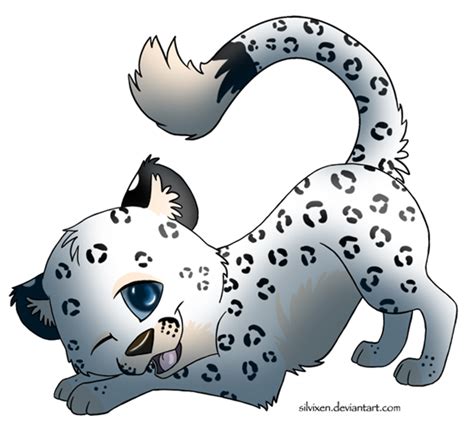 Cartoon Baby Snow Leopard Drawing