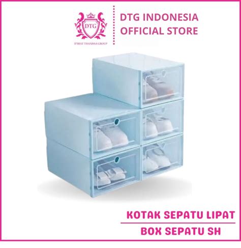 Kotak Sepatu Lipat Transparan Tebal Shoes Storage Box Organizer Rak