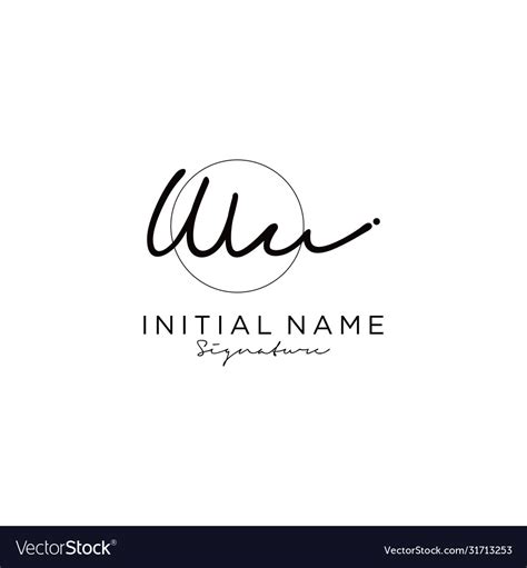 Wu Initial Handwriting Logo Design Royalty Free Vector Image