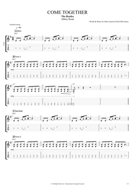 Come Together Tab by The Beatles (Guitar Pro) - Full Score | mySongBook