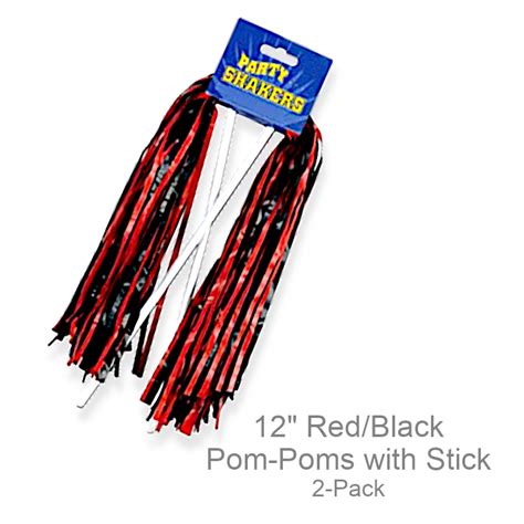 Red And Black Pom Poms On A Stick Lexi’s Garage