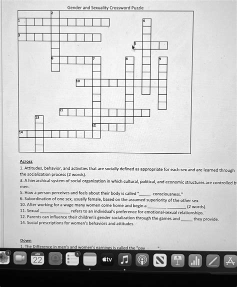 Solved Gender And Sexuality Crossword Puzzle Across Attitudes