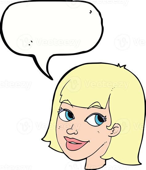 Cartoon Happy Female Face With Speech Bubble 43493139 Png