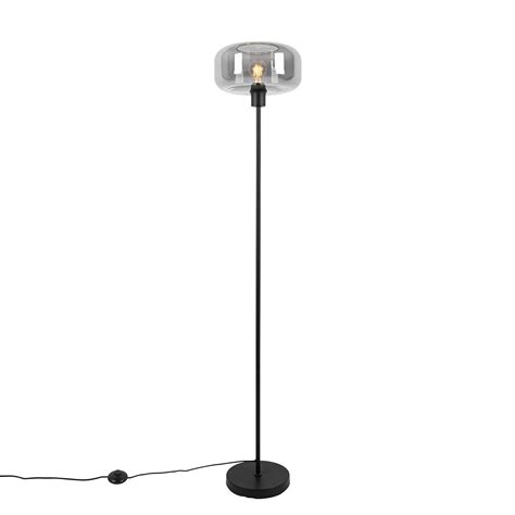 QAZQA Art Deco Vloerlamp Zwart Met Smoke Glas Bizle Kopen Shop Bij FonQ