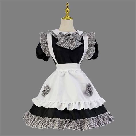 Sexy Lingerie Tablier Maid Costume Cosplay Bow Bandage Dress Robe à manches courtes XL Gris