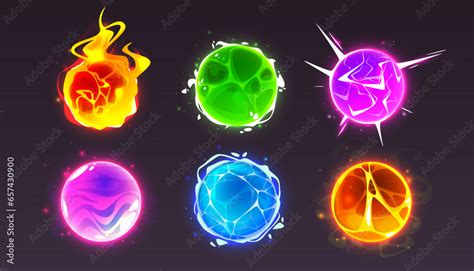 Magic orb ball game icon with fire glow effect. Crystal power sphere ...