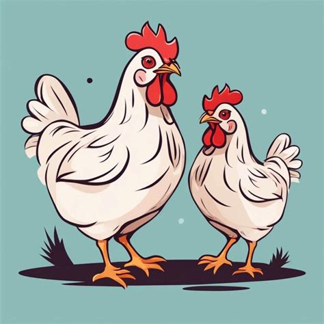 Lindo Pollo Madre Con Ilustraciones Vectoriales De Dibujos Animados De