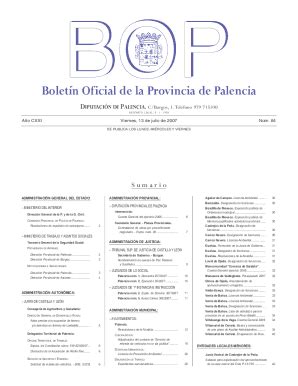 Completable En línea Boletn Oficial de la Provincia de Palencia Fax