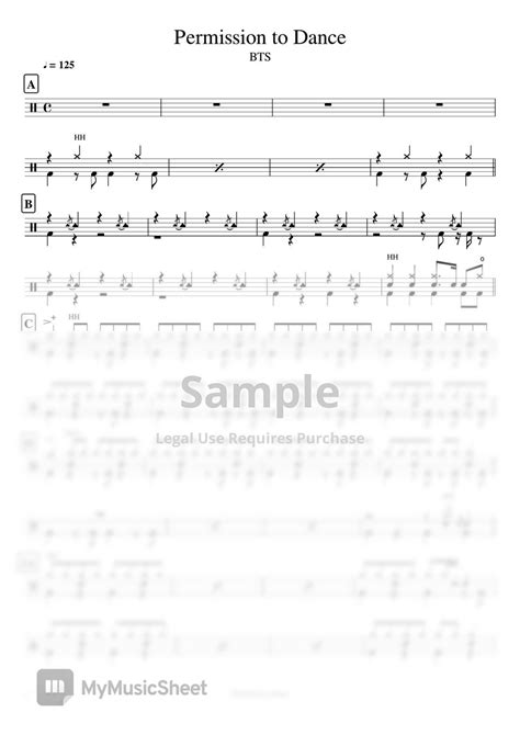 Bts Permission To Dance Sheets By Cookai S J Pop Drum Sheet Music