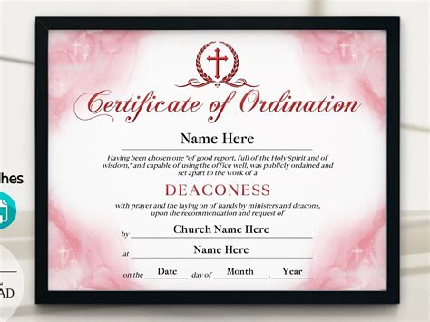 Free Printable Deaconess Ordination Certificate Printable Word Searches