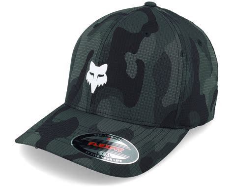 Fox Head Camo Tech Black Camo Flexfit - Fox Cap | Hatstoreworld.com