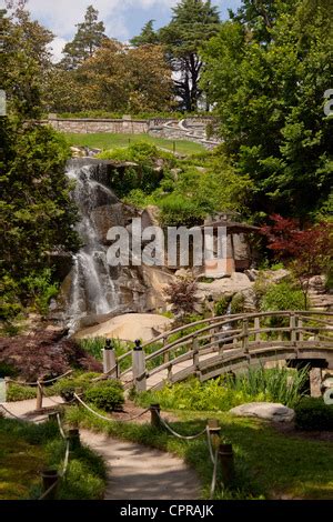 Waterfall In The Japanese Garden Maymont Park Richmond Virginia Usa