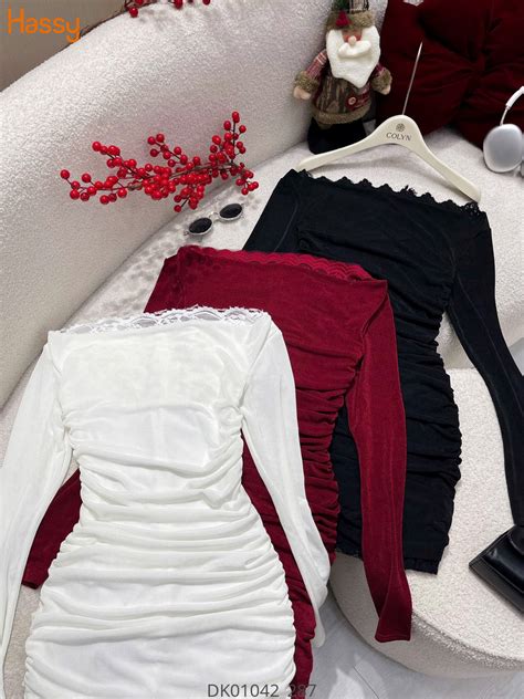 Hassy Đầm body phối ren cổ nhúng tùng ren 3 màu CL KT 9 Hassy vn Thời trang nữ hot trend