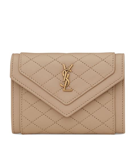 Womens Saint Laurent Beige Quilted Leather Envelope Wallet Harrods Uk