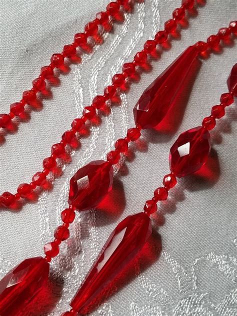 Vintage Cherry Red Glass Crystal Necklace Wow Gem