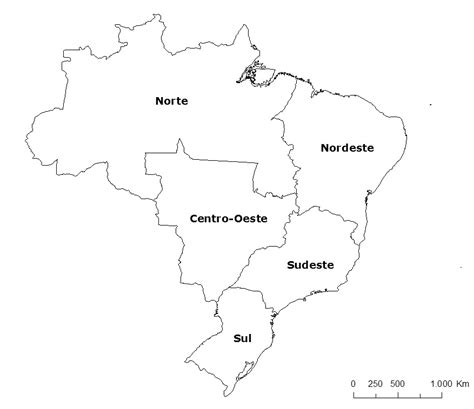 Mapa do Brasil regioes - Geografia