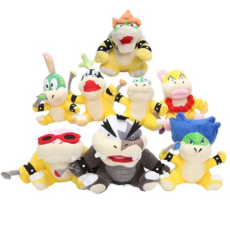 8pcs/set Super Mario Koopalings Plush Toys Wendy LARRY IGGY Ludwig Roy Morton Lemmy bowser O ...