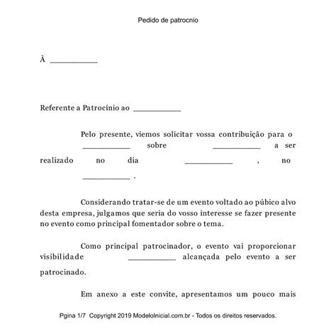 Modelo De Oficio Para Solicitacao De Patrocinio Varios Modelos Images