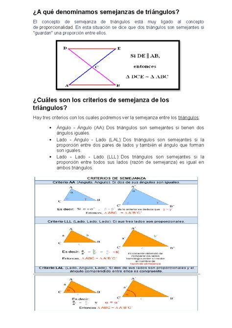 Semejanzas Triangulos Slg A Qu Denominamos Semejanzas De Tri Ngulos