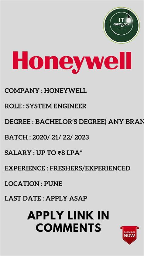 Honeywell Latest Job Update Hiring System Engineer 2023 Honeywell