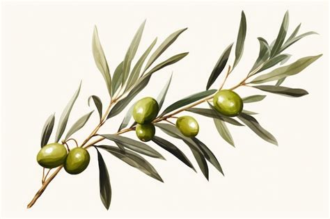 Premium Photo Generated Illustration Of Green Olive Branch Isolated