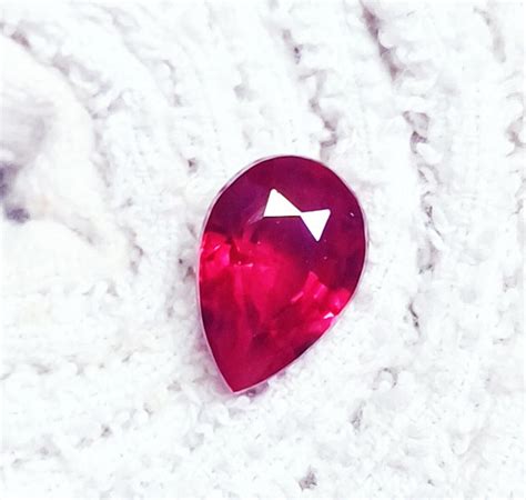 Pear Shape Natural Red Ruby Ct Certified Loose Gemstone With Free